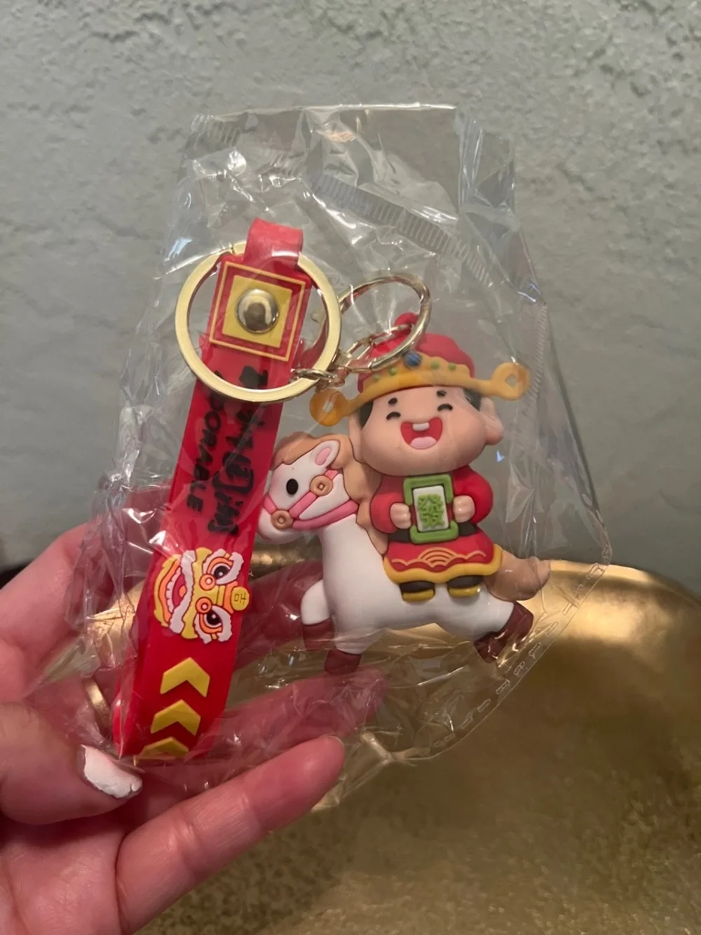 #1884: Red Chinese New Year Horse Keychain Plush Toy - Kids Holding Money 💵 - Picture 1 of 11